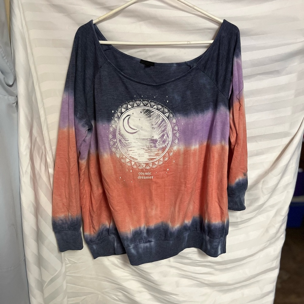 Torrid Tie-Dye Blouse in Blue, Purple, and Orange
